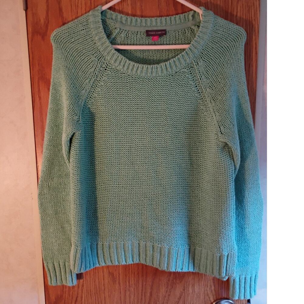 Vince Camuto Mint Green Knit Sweater XS Relaxed Minimalist Quietlux Layering